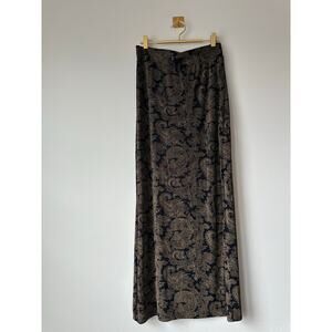 Vintage 90s Susan Lawrence Dark Paisley Print Maxi Skirt Boho Cottagecore Size L